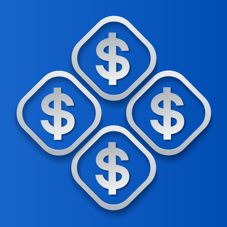 Dollar Signs on Blue Background, Vector Illustrationのイラスト素材