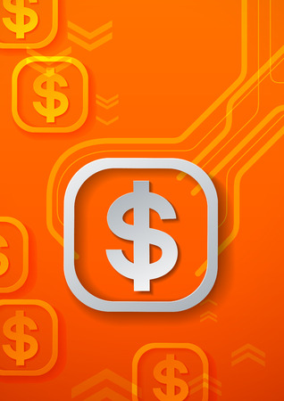 Dollar Signs on Orange Technology Background, Vector Illustrationのイラスト素材