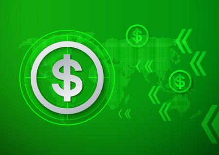 Dollar Signs on Green Technology Background, Vector Illustrationのイラスト素材