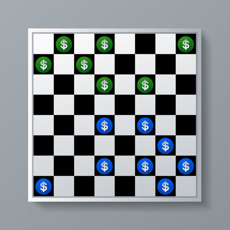 Dollar Signs on Checkers Background, Vector Illustrationのイラスト素材