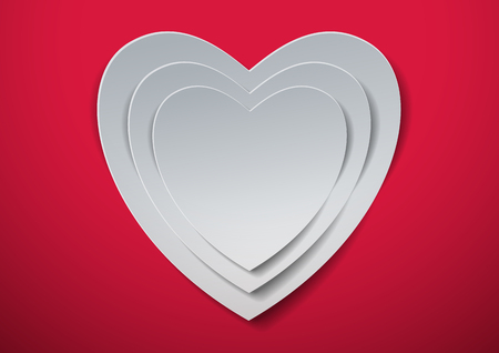 Valentines Day. White Hearts cut out from Paper, Vector Illustrationのイラスト素材