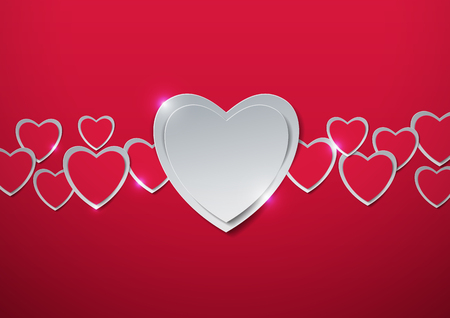 Valentines Day. Hearts cut out from Paper, Vector Illustrationのイラスト素材