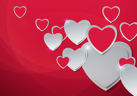 Valentines Day. Hearts Cut from Paper, Vector Illustrationのイラスト素材