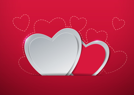 Valentines Day. Hearts Cut from Paper, Vector Illustrationのイラスト素材