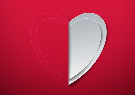 Valentines Day. Heart Cut from Paper, Vector Illustrationのイラスト素材