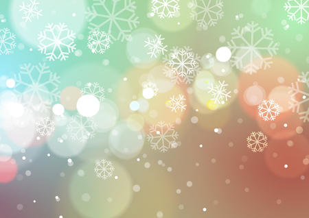 Christmas Lights with Snowflakes Vintage Background, Vector Illustrationのイラスト素材