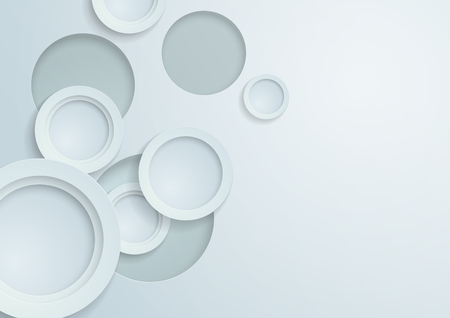 3D White Paper Circles Background, Vector Illustrationのイラスト素材