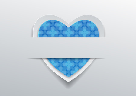 Heart with blue pattern on gray background, Vector illustrationのイラスト素材