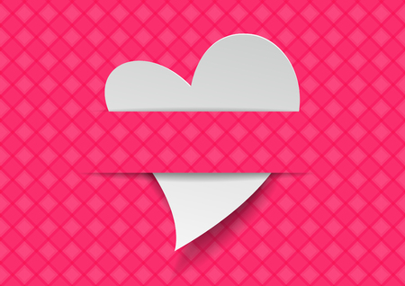 Heart cut from paper with pattern background, Vector illustrationのイラスト素材
