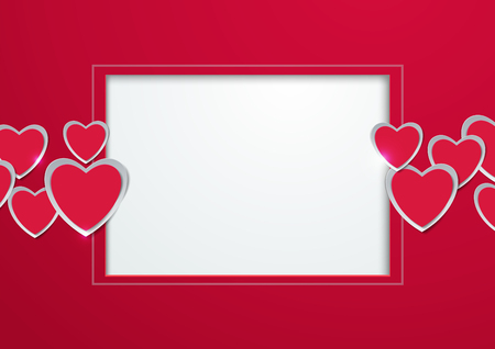 Hearts cut from paper with square frame greeting card, Vector illustrationのイラスト素材