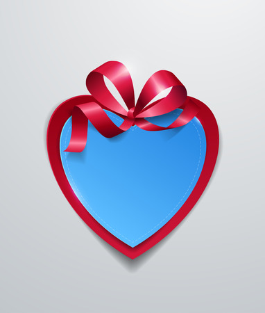 Paper Heart with Ribbon on White Background, Vector Illustrationのイラスト素材