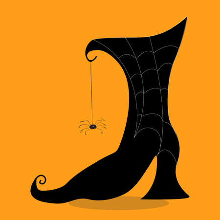 witch, shoe, spider, 08, Vector, illustration, cartoon, graphic, vectorsのイラスト素材