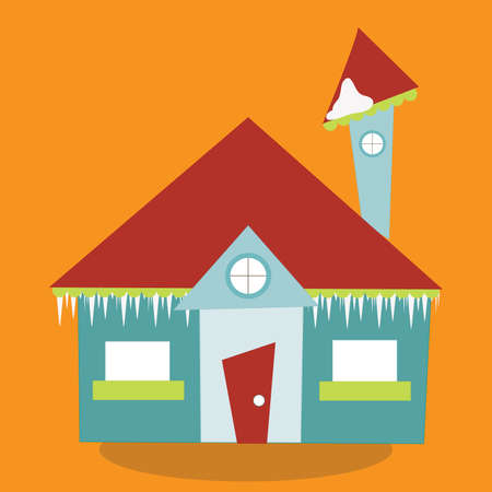 winter, house, door, red, 04, Vector, illustration, cartoon, graphic, vecのイラスト素材