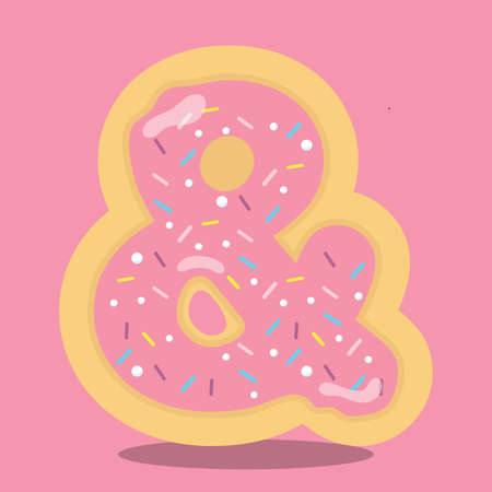 YUMMY, DONUT, ALPHABET, AND, 27, Vector, illustration, cartoon, graphic,のイラスト素材
