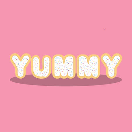 YUMMY, WHITE, DONUT, ALPHABET, YUMMY, 31, Vector, illustration, cartoon,のイラスト素材