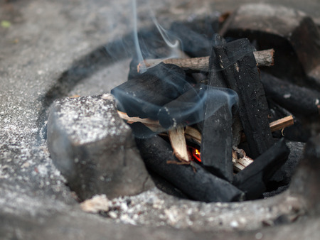 CHARCOAL FIRE IN STOVEの写真素材
