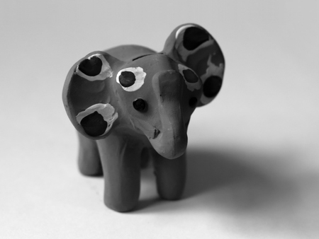 BLACK AND WHITE PHOTO OF PINK ELEPHANT