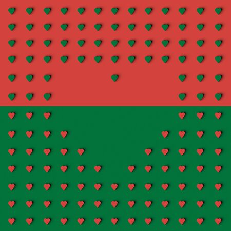 3D RENDERING OF HEART SHAPE FRAME MADE WITH SMALL HEARTSの写真素材