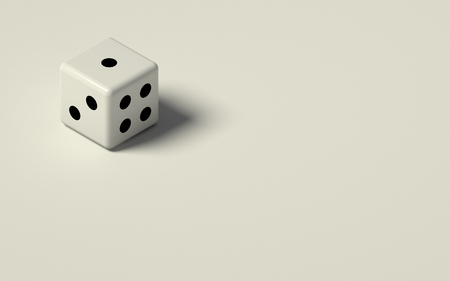3D RENDERING OF DICE ISOLATED ON PLAIN BACKGROUNDの写真素材