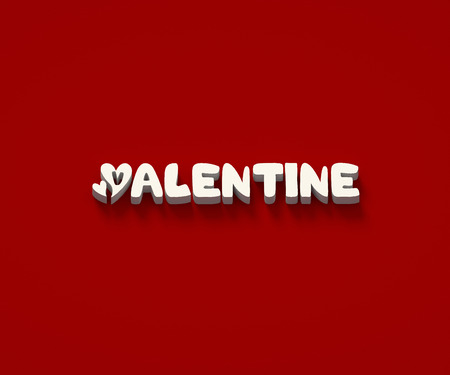WHITE 3D WORDS OF 'VALENTINE' ON RED PLAIN BACKGROUNDの写真素材