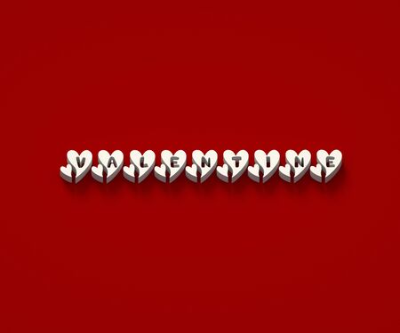 WHITE 3D WORDS OF 'VALENTINE' ON RED PLAIN BACKGROUND