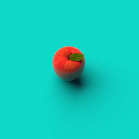 3D RENDERING OF AN APPLE ON PLAIN BACKGROUNDの写真素材