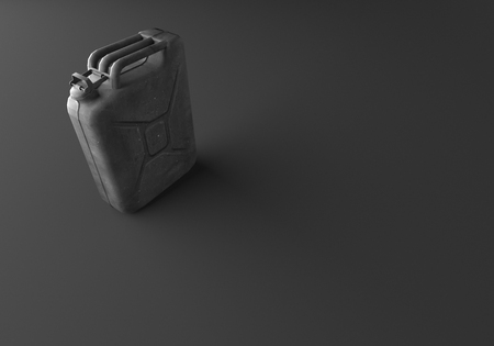 3D RENDERING OF OLD RUSTIC METAL CANISTER ON PLAIN BLACK BACKGROUNDの写真素材