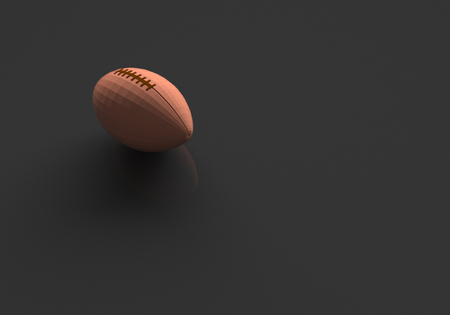 3D RENDERING OF RUGBY BALL ON BLACK PLAIN BACKGROUNDの写真素材