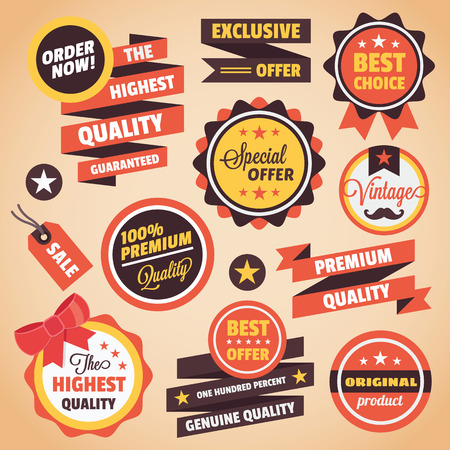 Set of Vector Vintage Badges Stickers Banners and Labelsのイラスト素材