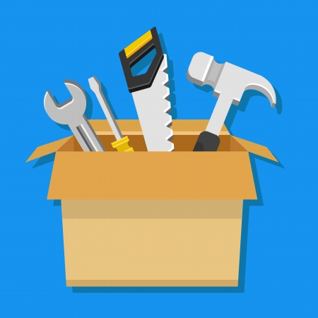 Vector Carton Box with Working Tools Iconのイラスト素材