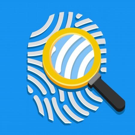 Vector Fingerprint and Magnifying Glass Icon のイラスト素材