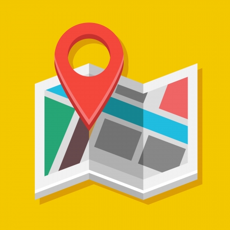 Vector Map and Map Label Icon のイラスト素材