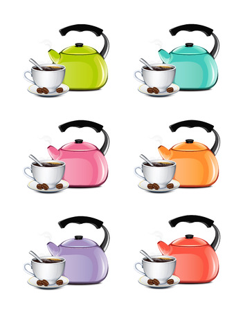 Cup Of Coffee And Kettle Setのイラスト素材