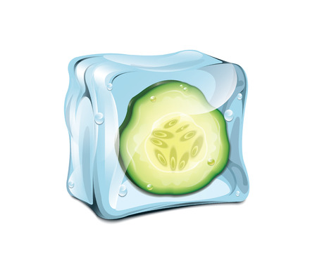 Ice Cube With Cucumberのイラスト素材