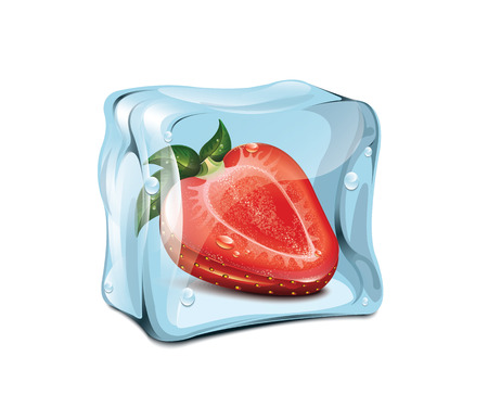 Ice Cube With Strawberriesのイラスト素材