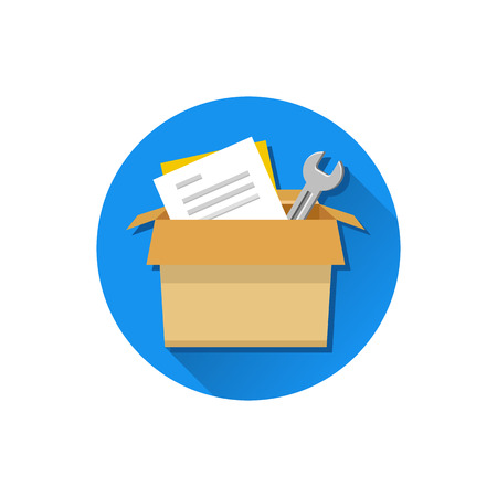 Vector Carton Box with Tools and Documents Iconのイラスト素材