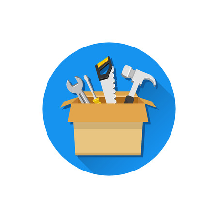 Vector Carton Box with Working Tools Iconのイラスト素材