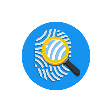 Vector Fingerprint and Magnifying Glass Iconのイラスト素材