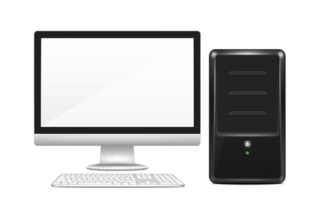 Computer with System Unit のイラスト素材