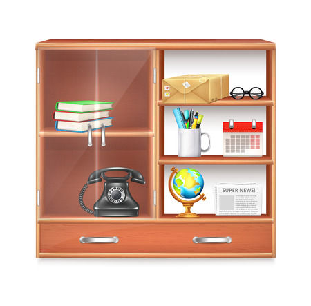 Wall Cupboard with Itemsのイラスト素材