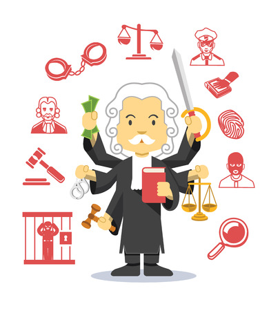 Judge vector flat illustration icon setのイラスト素材