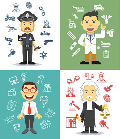 Professional men character. Vector flat illustration setのイラスト素材