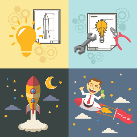 Start up vector flat illustration setのイラスト素材