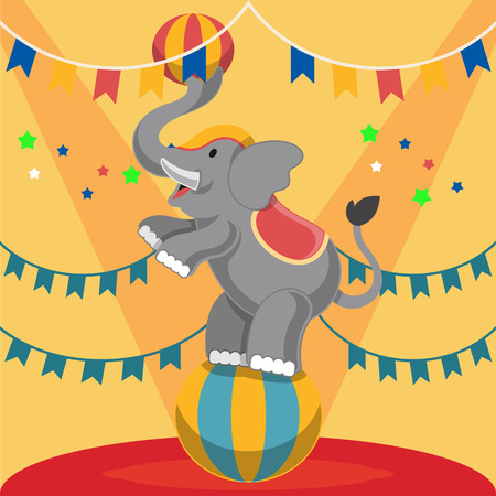 Circus elephant. Vector flat illustrationarenaのイラスト素材