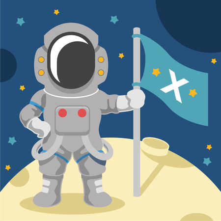 Astronaut vector flat illustrationのイラスト素材