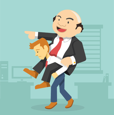 Businessman carrying boss. Vector flat illustrationのイラスト素材