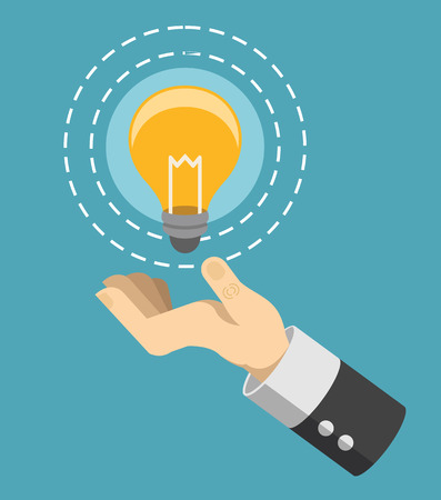 Vector hand and light bulb iconのイラスト素材