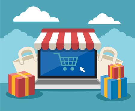 Online store. Vector flat illustrationのイラスト素材