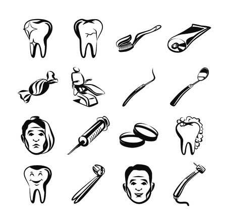 Stomatology black icon setのイラスト素材