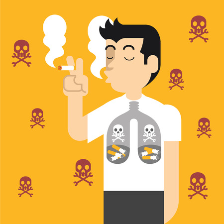 Vector flat illustration against smokingのイラスト素材